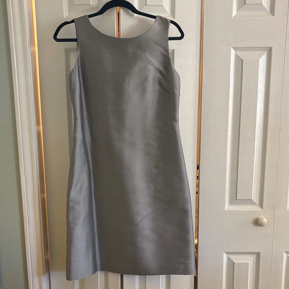 Talbots Silver Silk Sleeveless Mini Dress
